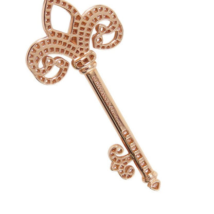 Tiffany & Co Necklace Fleur de Lis Key Pendant Diamond 18k Pink Gold