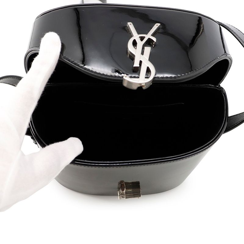 Saint Laurent Paris Shoulder Bag June Patent Leather Black