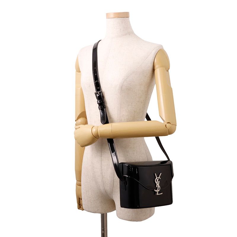 Saint Laurent Paris Shoulder Bag June Patent Leather Black