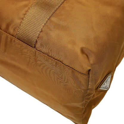 Prada Tote Shoulder Bag Brown Nylon Leather