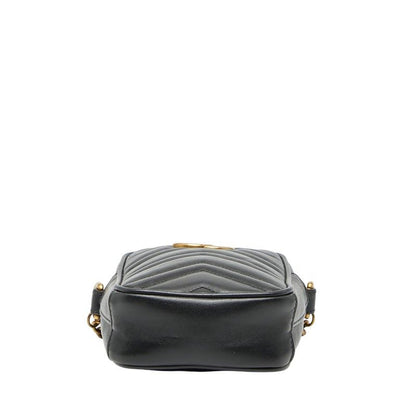 Gucci GG Marmont Chain Mini Shoulder Bag Black Leather