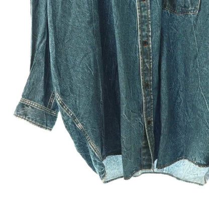 Balenciaga Transfer Print Long Sleeve Denim Shirt S Indigo CX