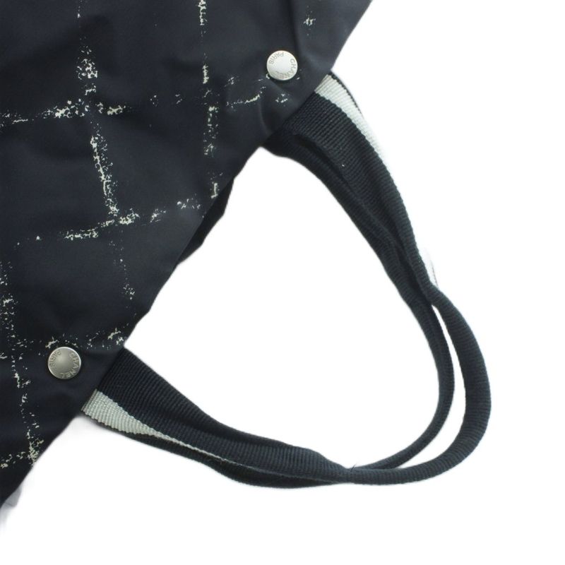 Chanel Travel Line Tote Nylon Black Plaid Pattern RI