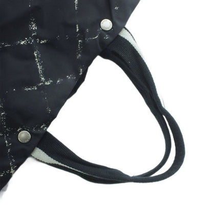 Chanel Travel Line Tote Nylon Black Plaid Pattern RI