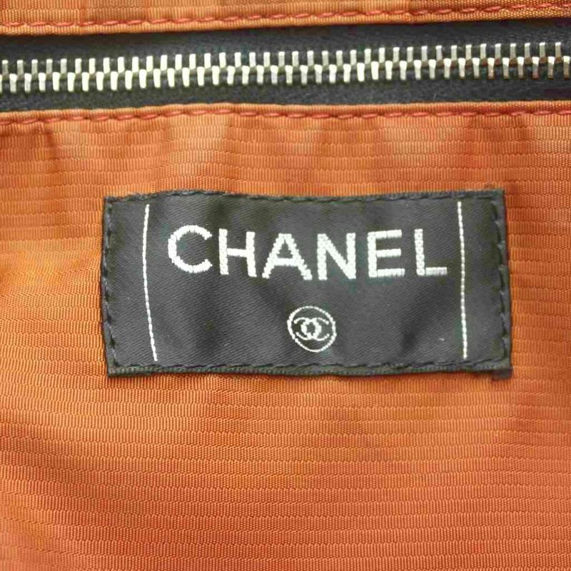 Chanel Travel Line Tote Nylon Black Plaid Pattern RI