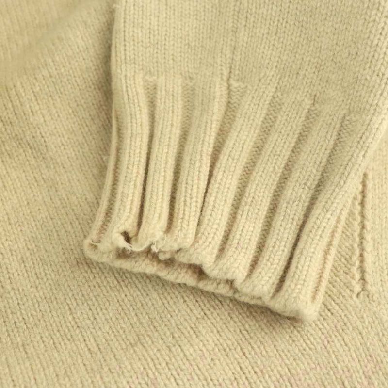 Celine Filo Yak Wool Cropped Knit Sweater Pullover XS Beige CX