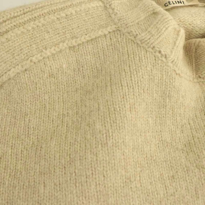 Celine Filo Yak Wool Cropped Knit Sweater Pullover XS Beige CX