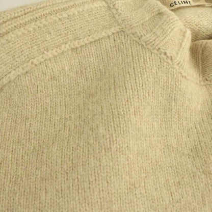 Celine Filo Yak Wool Cropped Knit Sweater Pullover XS Beige CX