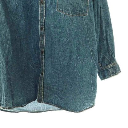 Balenciaga Transfer Print Long Sleeve Denim Shirt XS Indigo CX