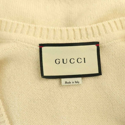Gucci GG Embroidery Cashmere Knit Sweater Pullover S Light Beige CX