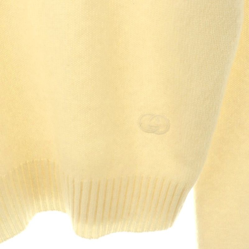 Gucci GG Embroidery Cashmere Knit Sweater Pullover S Light Beige CX