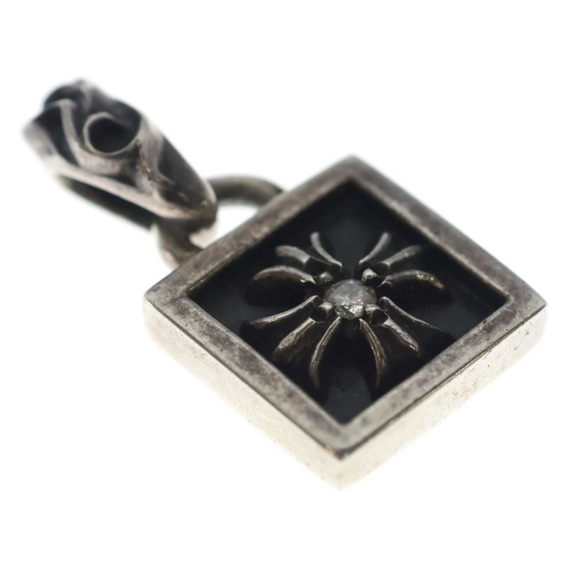 Chrome Hearts Framed CH Plus 1 Diamond Pendant Top Silver