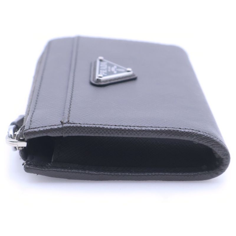 Prada Saffiano Leather Key Card Case Pouch Gray