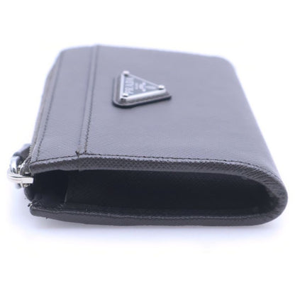 Prada Saffiano Leather Key Card Case Pouch Gray