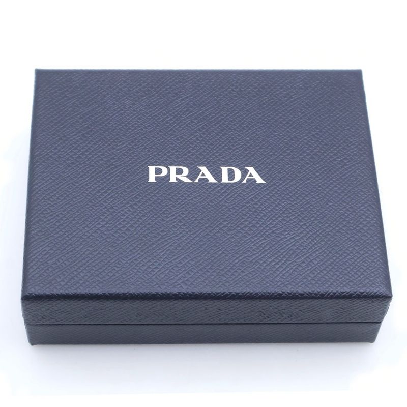 Prada Saffiano Leather Key Card Case Pouch Gray