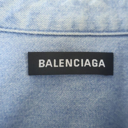 Balenciaga Back Logo Denim Shirt Oversize Light Blue