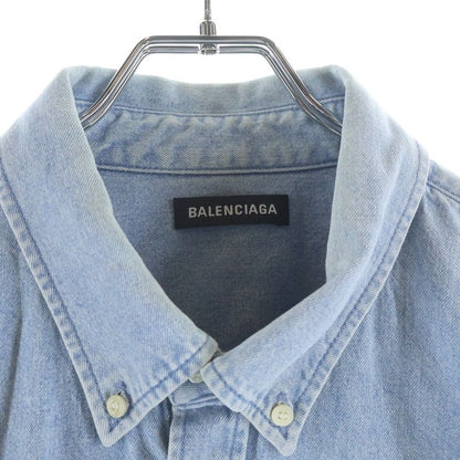 Balenciaga Back Logo Denim Shirt Oversize Light Blue