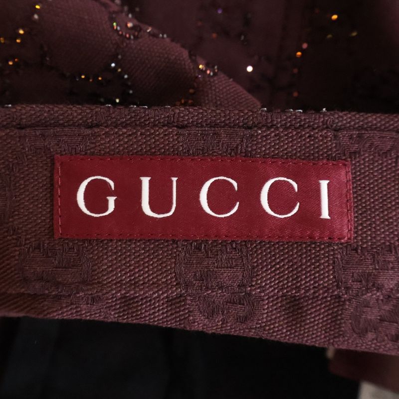 Gucci Crystal GG Canvas Shorts Line Stone Decoration Burgundy