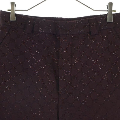 Gucci Crystal GG Canvas Shorts Line Stone Decoration Burgundy