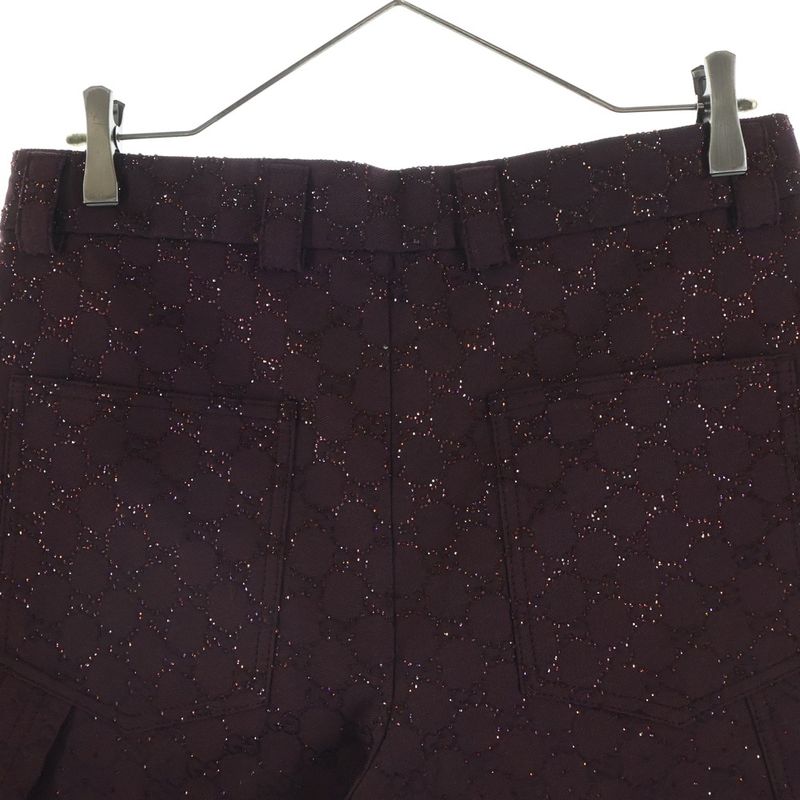 Gucci Crystal GG Canvas Shorts Line Stone Decoration Burgundy