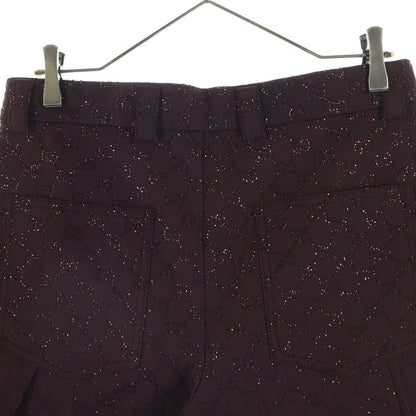 Gucci Crystal GG Canvas Shorts Line Stone Decoration Burgundy