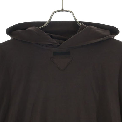 Prada Long Sleeved Cotton Hoodie T-Shirt Hood Long Sleeve Brown