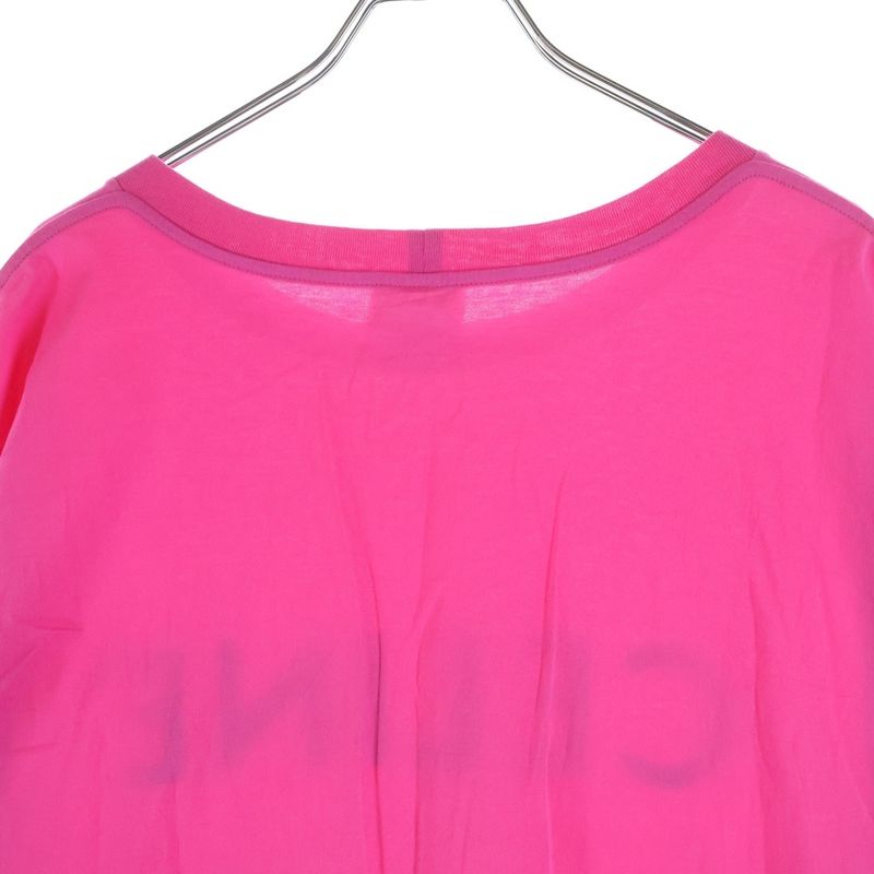 Celine Front Logo Print Crew Neck Short Sleeve T-Shirt Pink