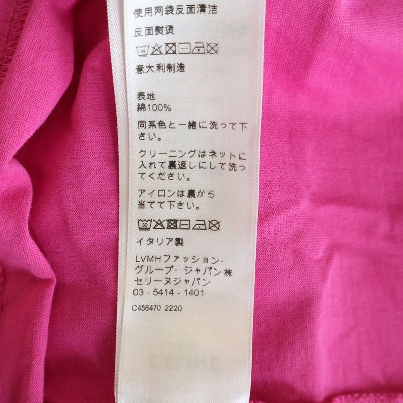 Celine Front Logo Print Crew Neck Short Sleeve T-Shirt Pink