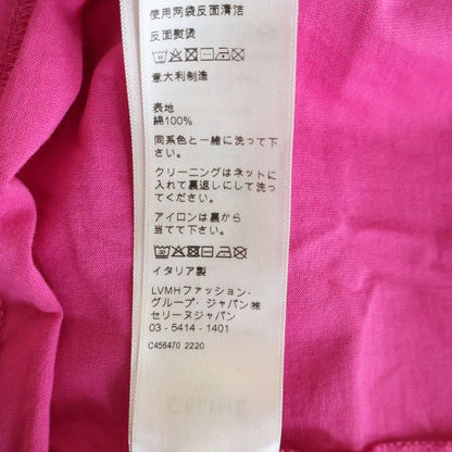 Celine Front Logo Print Crew Neck Short Sleeve T-Shirt Pink