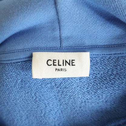 Celine Loose Hoodie Cotton Fleece Sweatshirt Pullover Blue