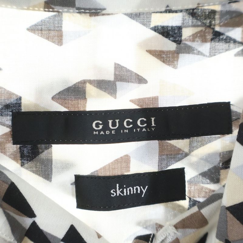 Gucci Skinny Shirt Allover Pattern Short Sleeve White