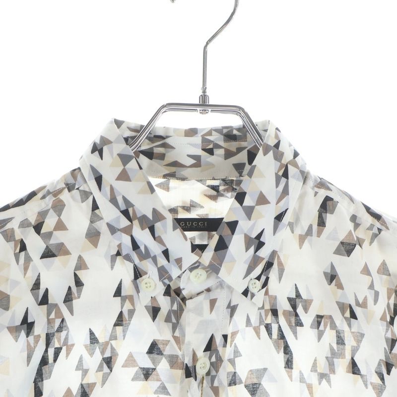 Gucci Skinny Shirt Allover Pattern Short Sleeve White