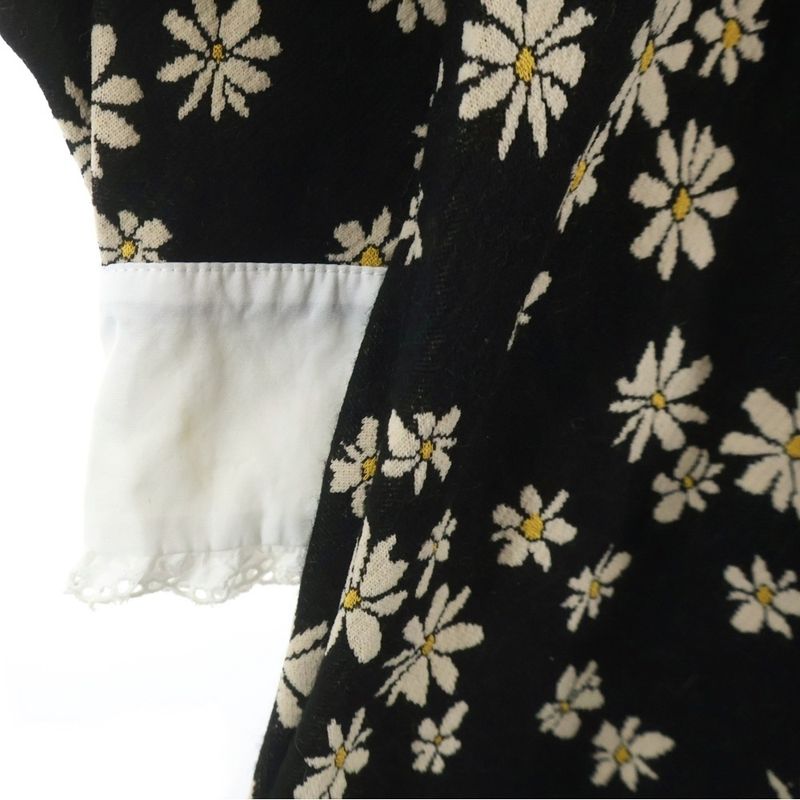 Miu Miu Bigcolor One Peace Floral Dress Black