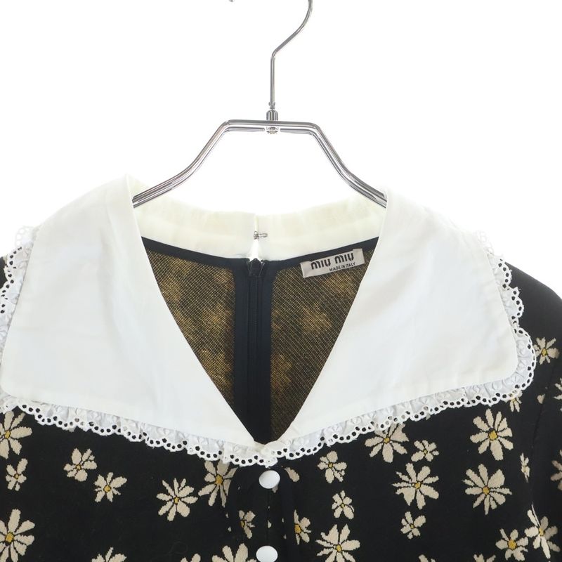 Miu Miu Bigcolor One Peace Floral Dress Black