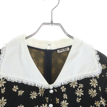 Miu Miu Bigcolor One Peace Floral Dress Black