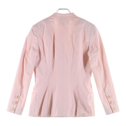 Chanel Set CC Logo Button Tailored Jacket Tight Mini Skirt Pink