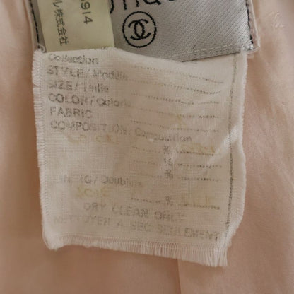 Chanel Set CC Logo Button Tailored Jacket Tight Mini Skirt Pink