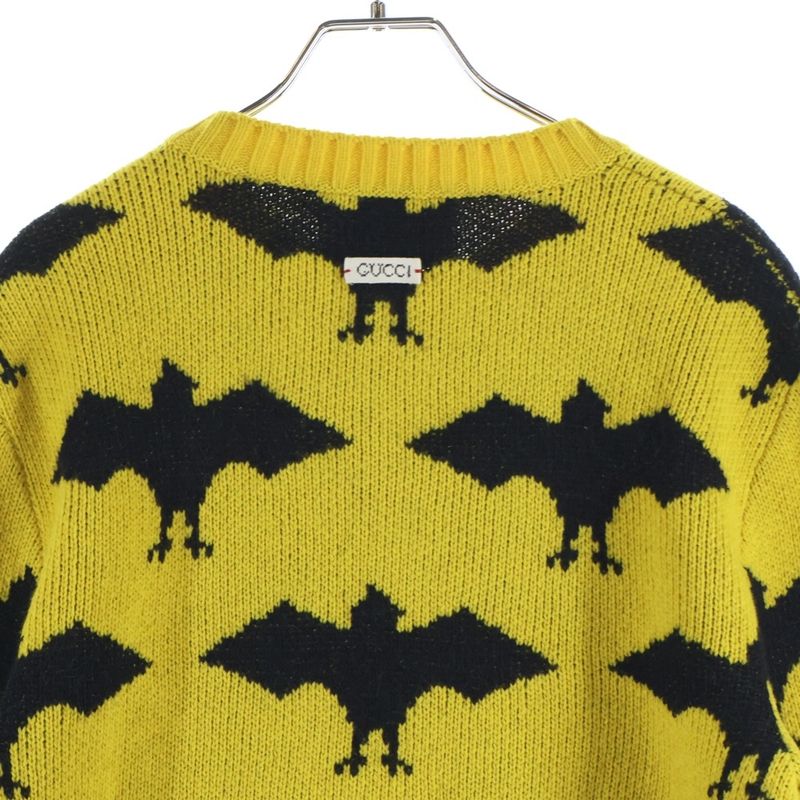 Gucci Wool Knit Sweater Crew Neck Yellow