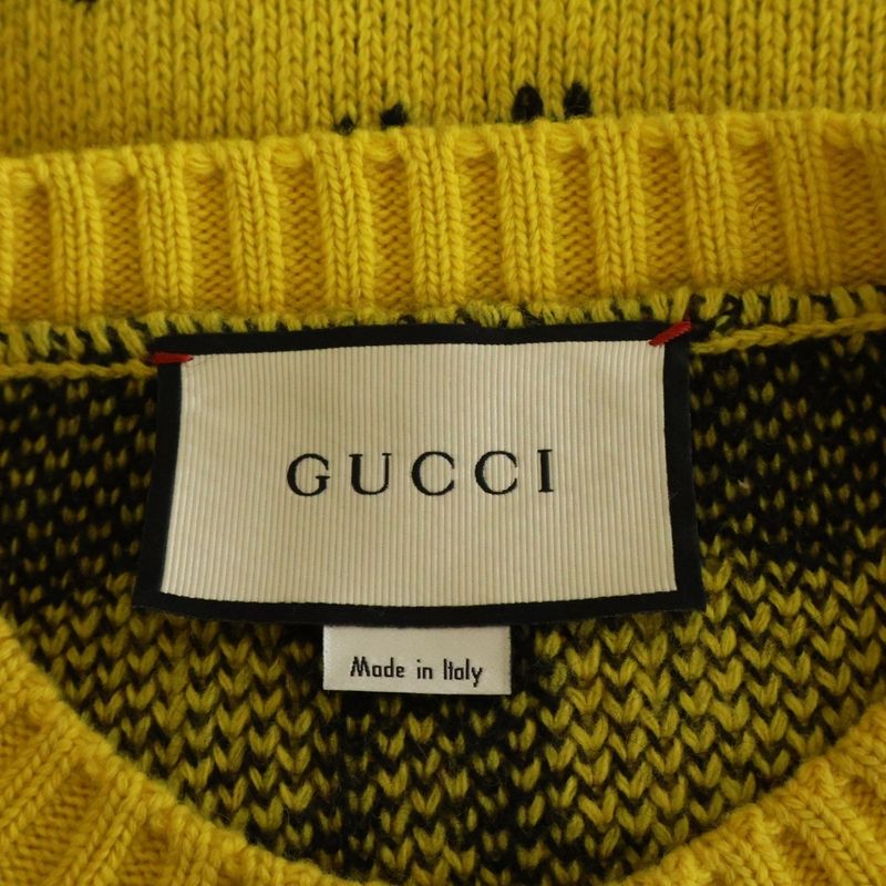 Gucci Wool Knit Sweater Crew Neck Yellow