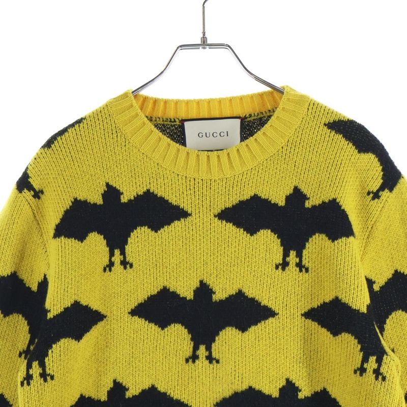 Gucci Wool Knit Sweater Crew Neck Yellow