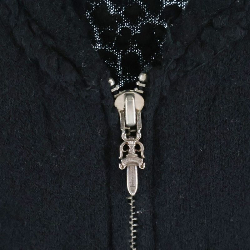 Chrome Hearts Cashmere Jacket Amufuni Leather Daga Zip Knit Black