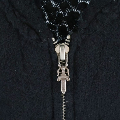 Chrome Hearts Cashmere Jacket Amufuni Leather Daga Zip Knit Black