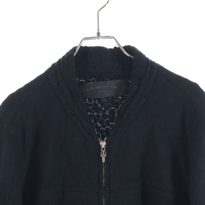 Chrome Hearts Cashmere Jacket Amufuni Leather Daga Zip Knit Black