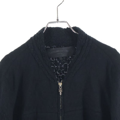 Chrome Hearts Cashmere Jacket Amufuni Leather Daga Zip Knit Black