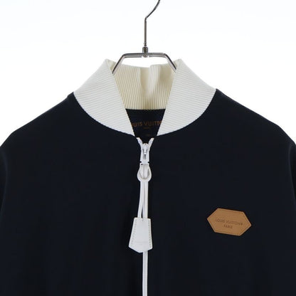 Louis Vuitton Silk Blend Color Block Zip Up Bomber Jacket Brown Black