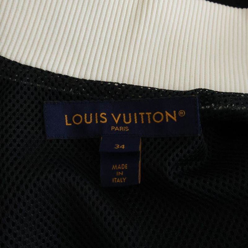 Louis Vuitton Silk Blend Color Block Zip Up Bomber Jacket Brown Black