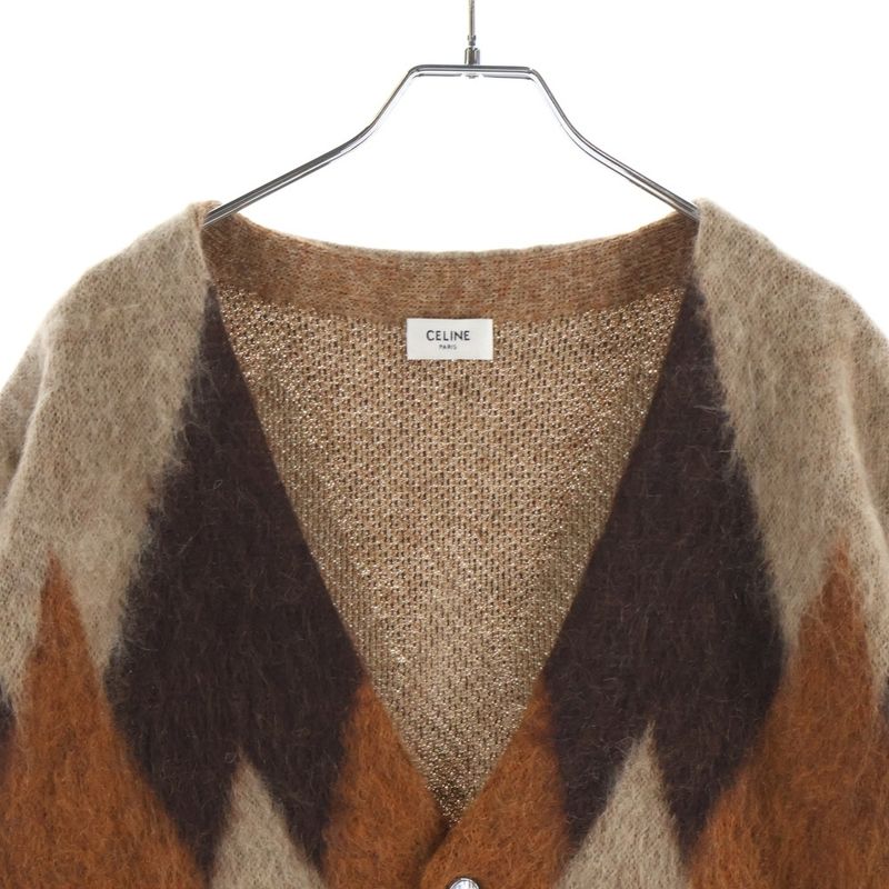Celine Argyle Mohair Cardigan Agyle Diamond Brown