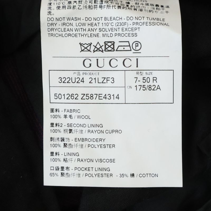 Gucci Wool Pants Pleated Trousers Navy
