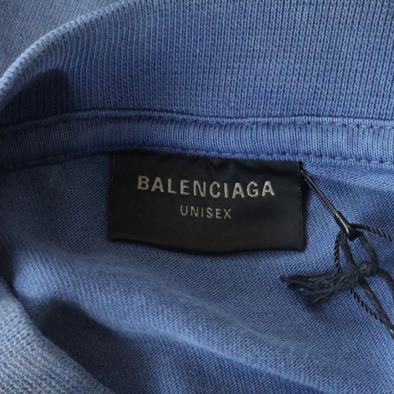 Balenciaga Back Logo Vintage Wash Long Sleeve T-Shirt Blue