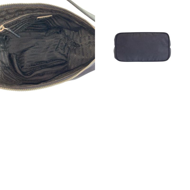 Prada Tessuto Black Silver Nylon Leather Handbag Pouch